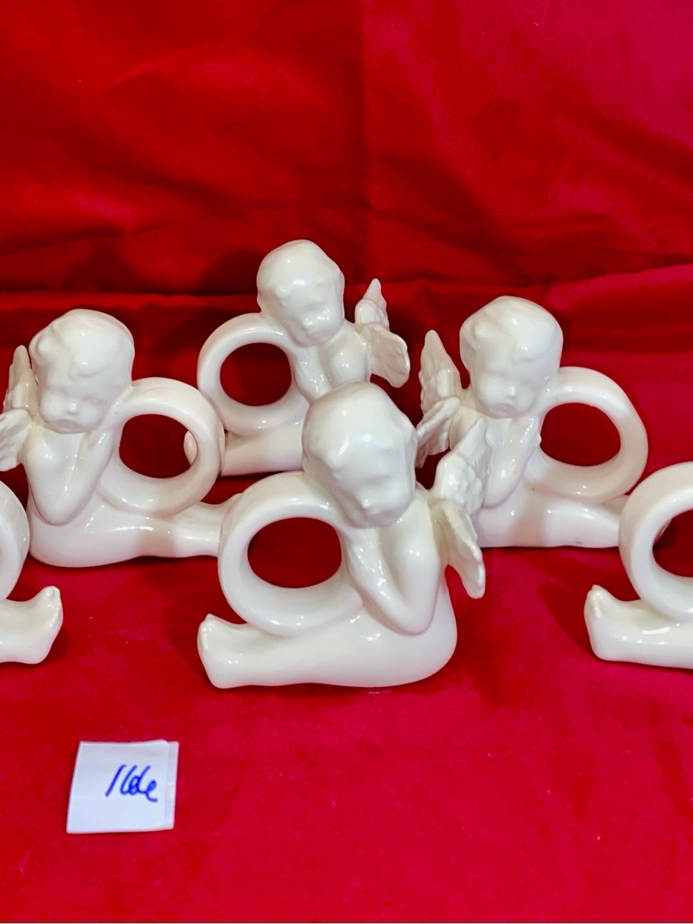 Ceramic Porcelain cherub Napkin Rings - White Home Accents.  -174